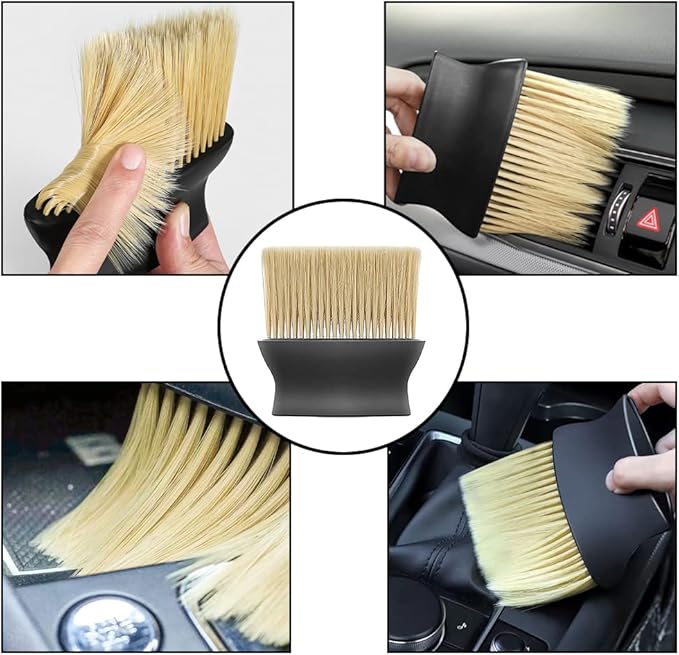 Ziciner Car Interior Detailing Brush, Ultra-Soft Auto Hair Bristles Removal Dust Collectors, Universal Vehicle Interior Cleaning Dashboard, Air Conditioner Vent etc Tool Accessory (1PC, Yellow)