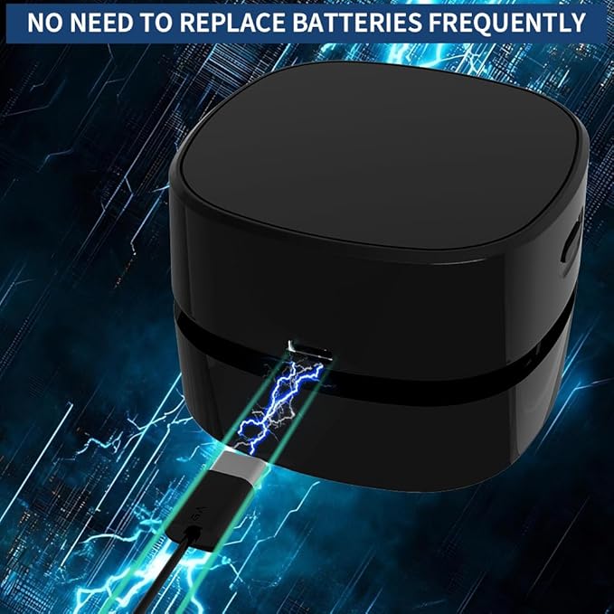 Desktop Vacuum Cleaner, Mini Table Dust Crumb Sweeper USB Charging for Cleaning Eraser Crumbs, Dust, Crumbs, Computer Keyboard and Car (Black)