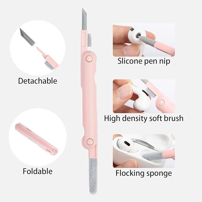 7 in 1 Electronic Cleaner kit - Keyboard Cleaner, Keyboard Cleaning Kit, Laptop Cleaner with Brush, Electronic Cleaner for Laptop/Phone/Computer/Screen (Give Away a Flannel Cloth) Pink