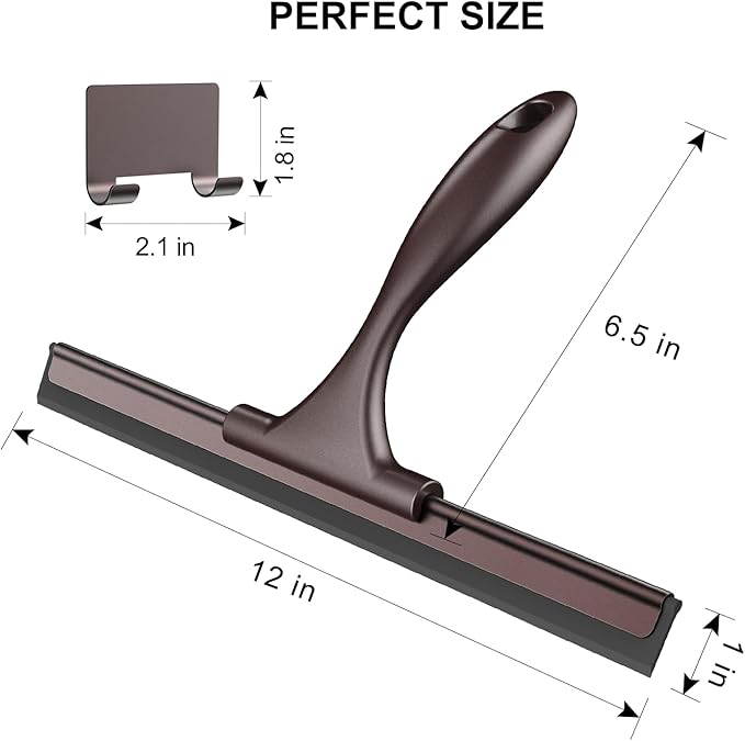 SetSail Shower Squeegee for Glass Doors All-Purpose Squeegee for Shower Glass Door Stainless Steel Window Squeegee with Hook for Car Windshield, 12 Inches