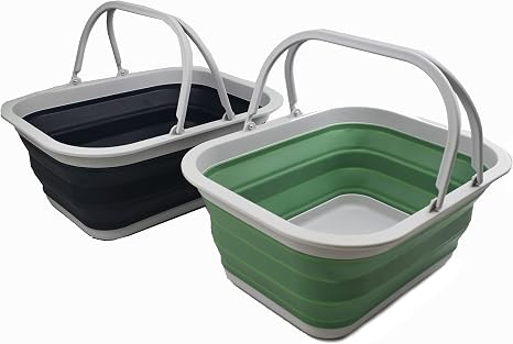 SAMMART 15L (4 Gallon) Collapsible Basket with Handle - Portable Outdoor Picnic Basket/Crate - Foldable Shopping Bag - S