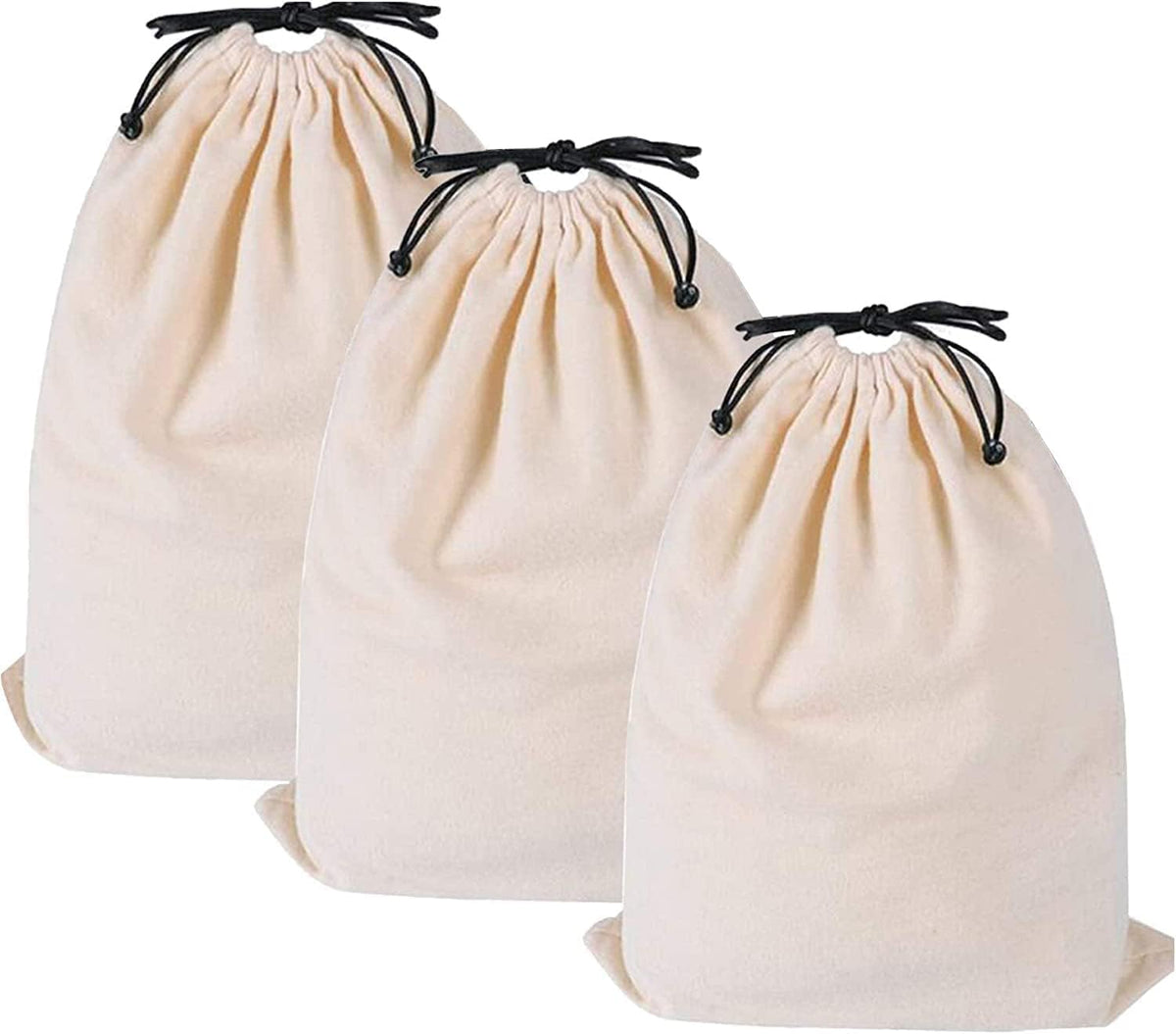 Cotton Breathable Dust-proof Drawstring Storage Pouch Bag (Pack 3 M)