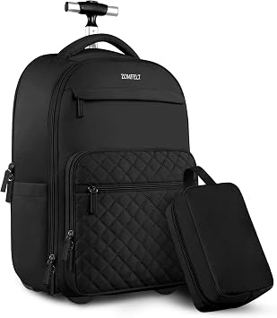 ZOMFELT Rolling Backpack for Women, Backpack with Wheels Carry on Luggage, 17 Inch Rolling Laptop Backpack with Toiletry