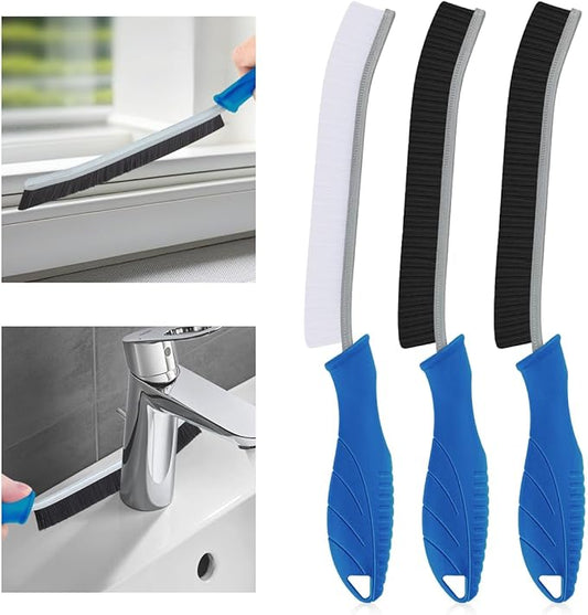 TQRR Hard Bristle Crevice Cleaning Brush-Thin Gap Scrub Brush, Small Cleaning Brush, Grout Brush, Kitchen Brush, Cleaning Tools for Toilet, Bathroom, Sink, Home, Household, Window (3, Lichen Blue)
