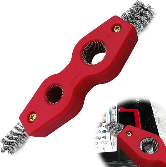 ZOKYUYS® 4 in 1 Car Battery Cleaning Brush, Anti-Corrosion Battery Terminals, Copper Pipes Cleaner Brush Tool, Universal for Automotive and Marine for Plumbing Installation Soldering Brazing (Red)
