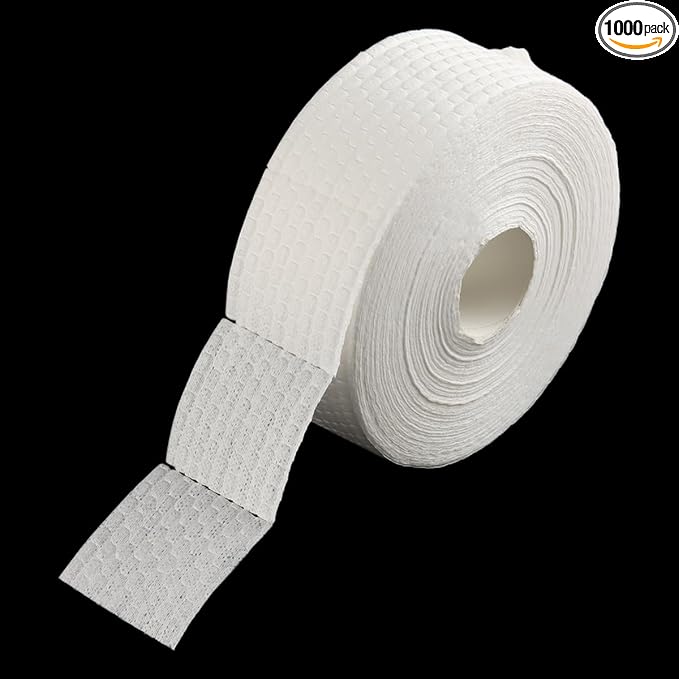 Fcozpjk 1000Pcs/1 Roll Lint Free Nail Wipes, Nail Polish Remover Pads, White Cotton Pads Wipes for Gel Nails, Dust Cleaning Degreasing Nail Napkins Cotton Swabs, Manicure Salon Supplies