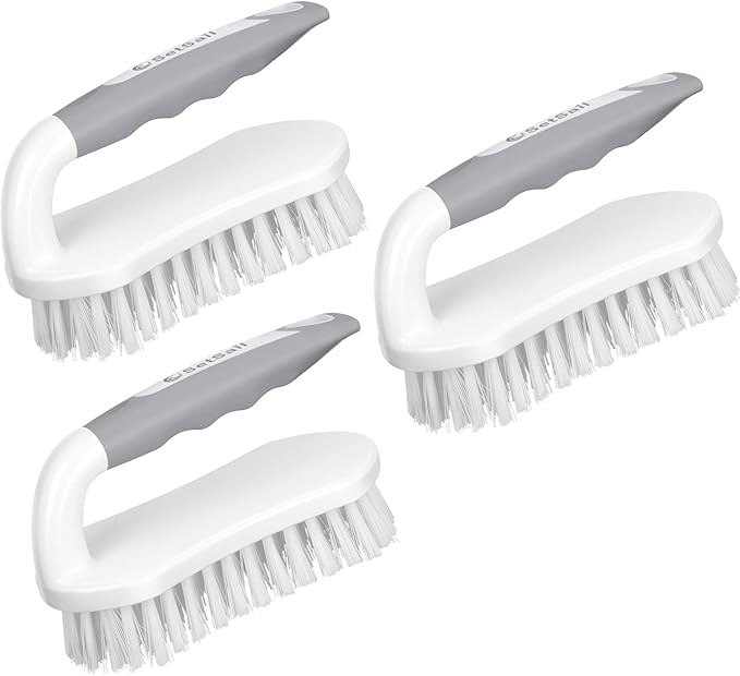 SetSail Scrub Brush, Heavy-Duty Scrub Brushes for Cleaning with Stiff Bristles Cleaning Brush for Shower, Bathroom, Carpet, Kitchen and Bathtub Scrubber - 3 Pack