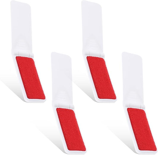 Foldable Lint Brush for Clothes, 4 Pcs Portable Travel Size Lint Brushes for Pet Hair Reusable Mini Lint Remover Brush for Furniture Couch Sofa Pet Hair Fabric Fluff Dust Removal (White)