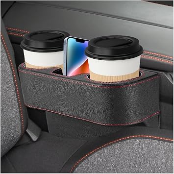 Car Seat Gap Filler Organizer, Multifunctional Auto Console Side Storage Box with Cup Holder, Universal Leather Cup Hold