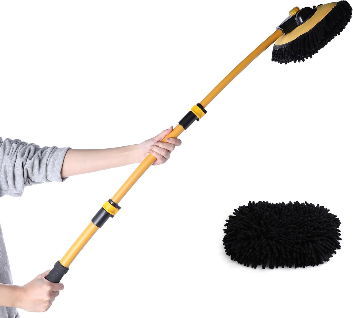 Car Wash Brush Mop with Long Handle for Car Truck RV, Yellow
