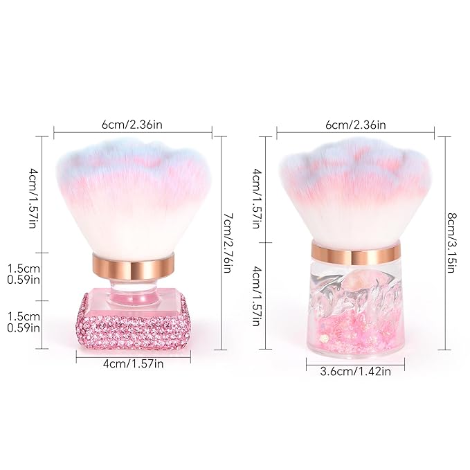 KADS Nail Dust Brush Makeup Brush Flower Shape Crystal Base Nail Cleaning Brush Manicure Pedciure Brush Tool (Pink Lava Base)