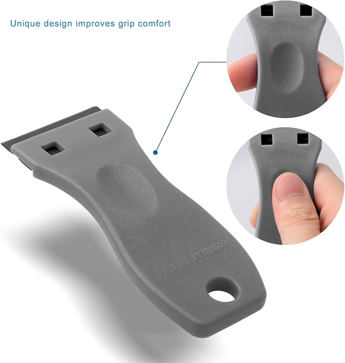 FOSHIO 20PCS Grey Plastic Razor Blade Scraper Tool for Gasket Remover, Sticker Remover, Labels Decal and Adhesive Remover for Windows and Glass