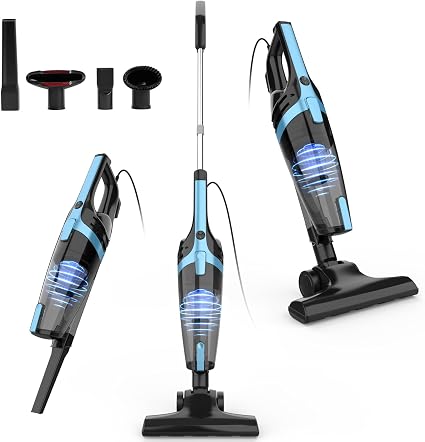 Corded Stick Vacuum Cleaners for Home, 20Kpa Powerful Suction Stick Vacuum with 16Ft Cord, 2 in 1 Lightweight Handheld V