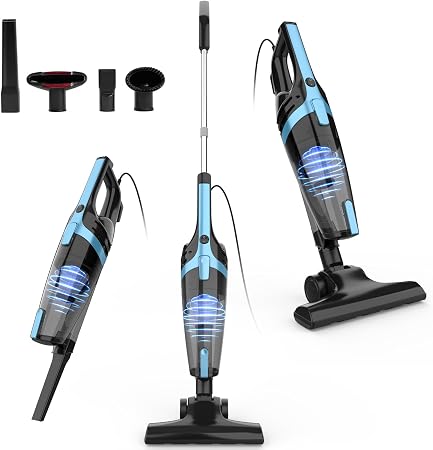 Corded Stick Vacuum Cleaners for Home, 20Kpa Powerful Suction Stick Vacuum with 16Ft Cord, 2 in 1 Lightweight Handheld V