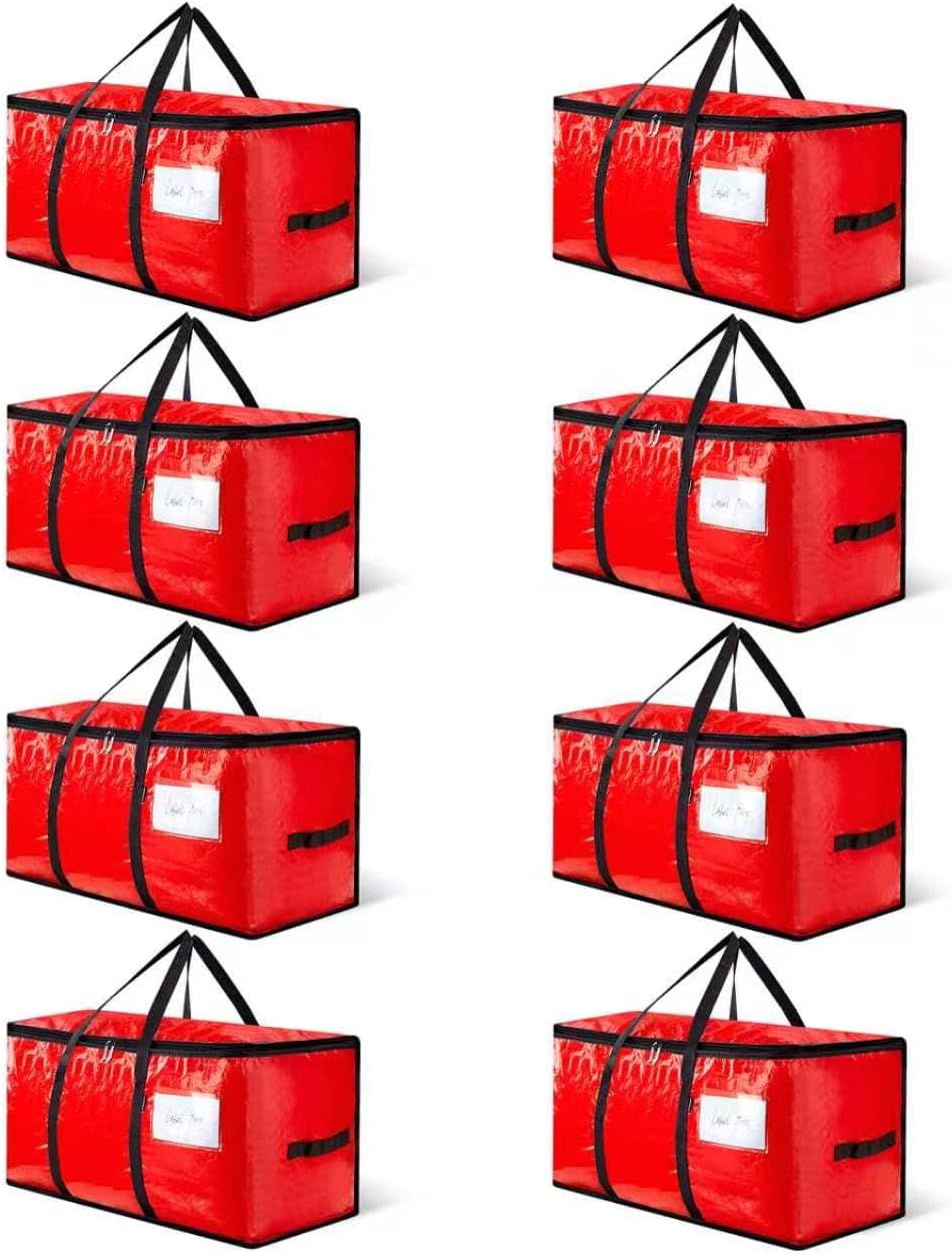 Red Moving Bags Heavy Duty Extra Large 8 Pack 97L Storage Totes with Zippers Reinforced Handles Water Resistant for College Dorm Household Home Moving Supplies