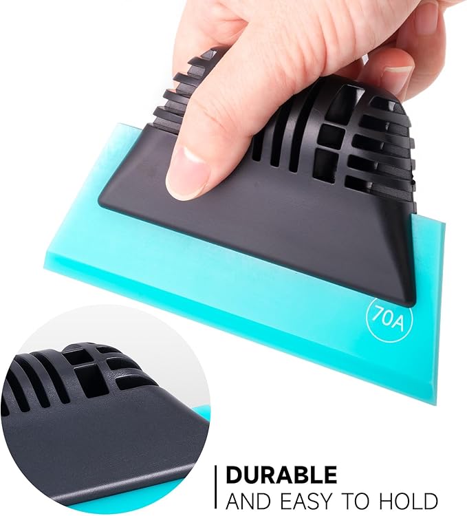 FOSHIO Blue Small Squeegee, Non-Slip Handle Rubber PPF Squeegee for Window Cleaning, Shower Glass Door, Car Windshield, Vinyl