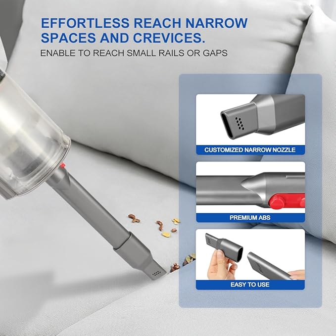 LANMU Crevice Tool Vacuum Attachments Compatible with Dyson V15 V12 V11 V10 V9 V8 V7 Gen5 Outsize Vacuum Cleaner, Narrow Nozzel Replacement Parts for Hard-to-Reach Space