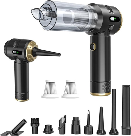 Cordless Handheld Car Vacuum Cleaner,Rechargeable Portable Lightweight Dust Blower,22000PA Powerful Suction Mini Vacuum Cleaner for Deep Cleaning of Home,Car and Pet Hair(Black-Gold)