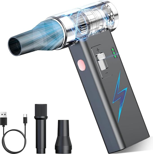 Mini Ultra-Slim Electric Compressed Air Duster 150,000RPM Super Power, Rechargeable Cordless Air Duster, Powerful Airflow for Computer, Keyboard, Outdoor, House and Car