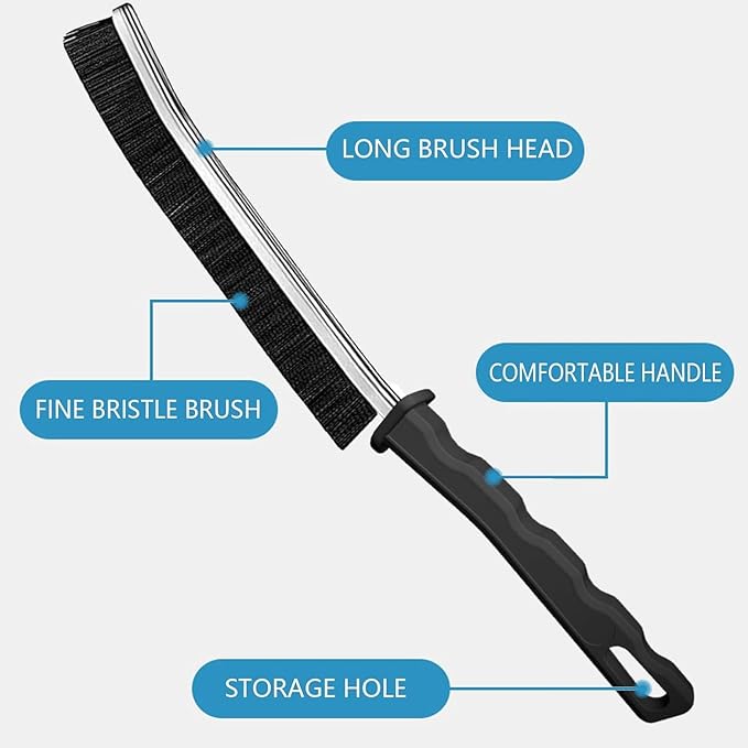 Crevice Cleaning Brush 12-Pack - Heavy Duty Hard Bristle Gap Brush for Deep Cleaning - Ultra-Thin Window Track Cleaning Tool for Shower Grout, Sliding Doors, Baseboards & Auto Detailing