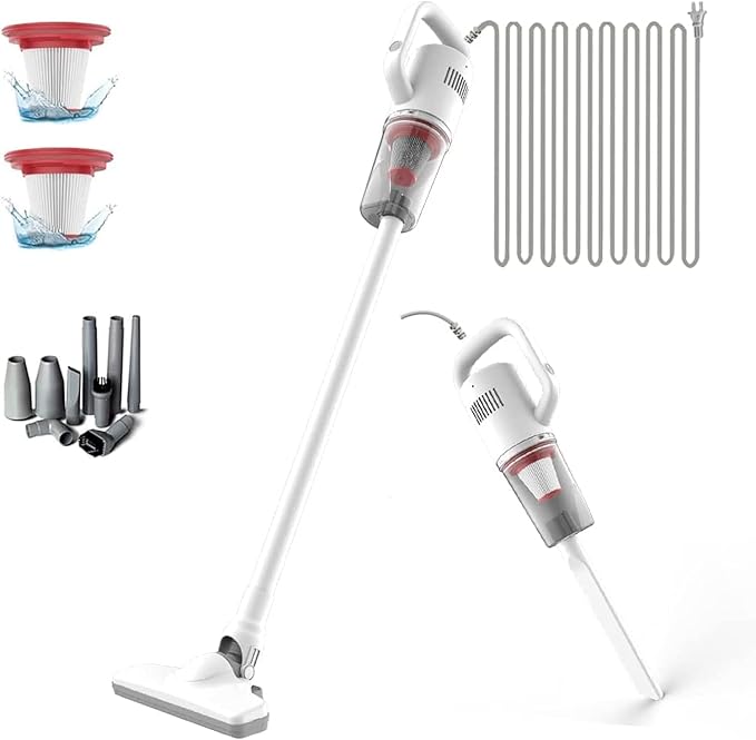 KEROMEE Stick Corded Handheld Vacuum Cleaner 26ft Cord Electric Broom for Pet Hair Hardwood Floor Cat Litter Cleaning