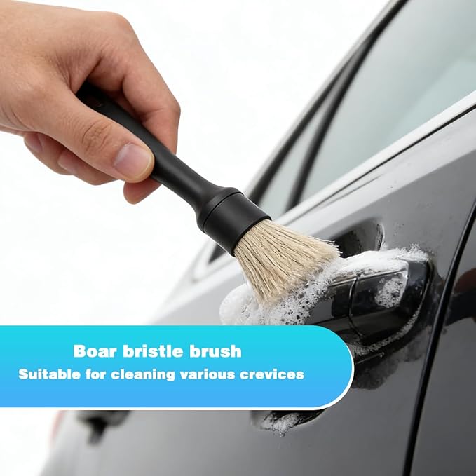 Bittwee Car Detailing Brush Kit, 3PCS Soft Bristle Multi-Use Vehicle Detailing Wash Brushes, Automotive Interior or Exterior Cleaning Kit, Universal for SUV Automobile Truck