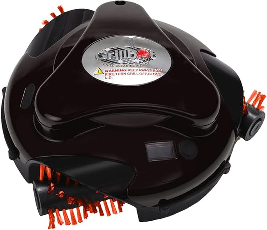 Grillbot Automatic Grill Cleaning Robot with Nylon Brushes, Electric BBQ Cleaner Brush with Motorized Power, Cordless Rechargeable Grill Scrubber for Outdoor Grills (Black)