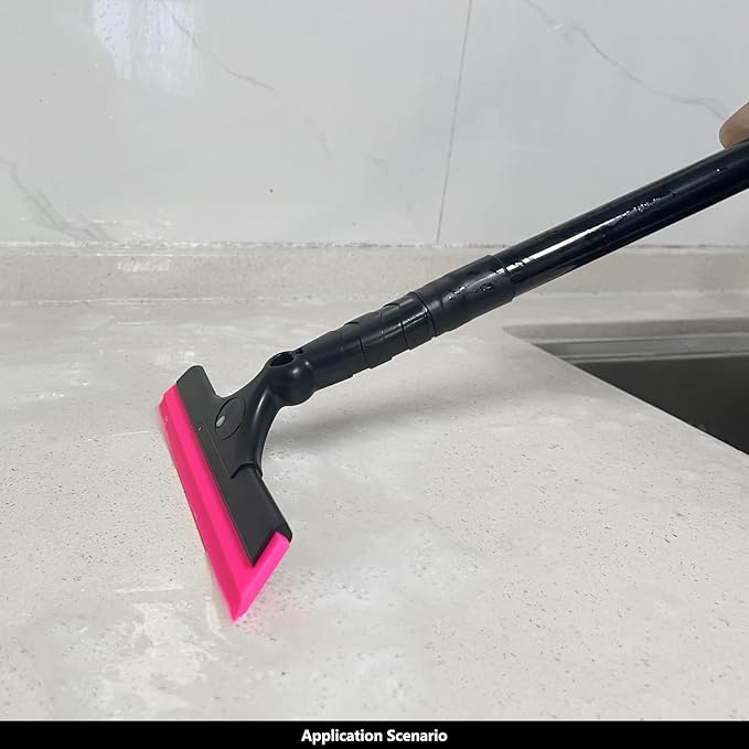 EHDIS 8 Inch Wide Silicone Blade Window Squeegee 16‘’ -45 ‘’ Long Handle Versatile and Sturdy Squeegee for Home Shower Glass Door and Car Front and Rear Windshield Cleaning
