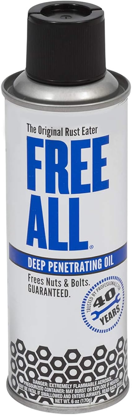 Free All Rust Eater Deep Penetrating Oil, 6 oz Aerosol – Loosens Rusted Bolts, Nuts, Pipe Connections & Locks – Industri
