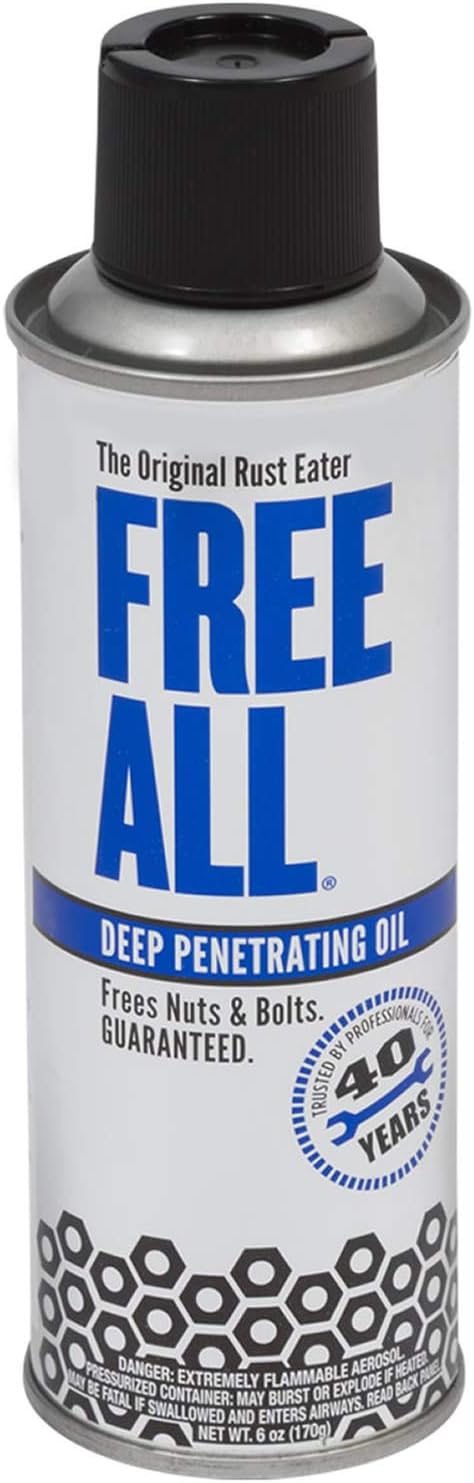 Free All Rust Eater Deep Penetrating Oil, 6 oz Aerosol – Loosens Rusted Bolts, Nuts, Pipe Connections & Locks – Industri