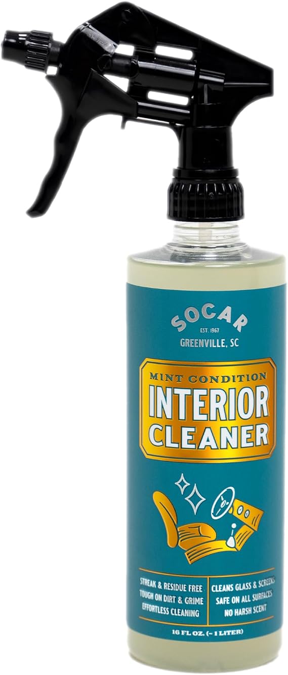 SOCAR Mint Condition Interior Car Cleaner 16 fl oz. Professional Grade for Dirt, Dust, and Grime from All Surfaces, Plas