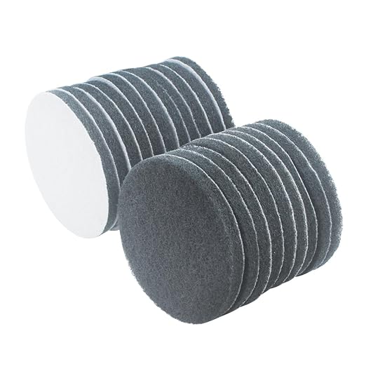4 Inch 800 Grit Drill Brush Scrubber Scouring Pads, 20 Pcs Hook & Loop Power Scrubber Scour Pads for Rotary Tools, Random Orbital Sander (Grey)
