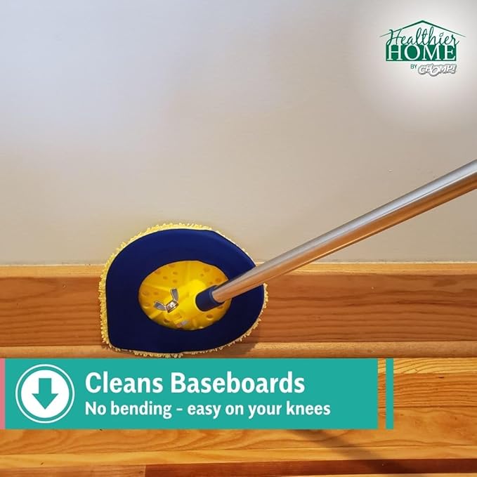 CHOMP Long Handle Wall Cleaner, 5 Minute CleanWalls Extendable Wall Washer, Ceiling Cleaner, Baseboard Duster, Telescoping Dry Dust and Wet Wash Cleaning Mop with Washable Microfiber Pad