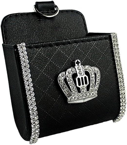Bling Crystal Car Air Vent Storage Bag Crown Car Coin Case Organizer Air Vent Pocket for Phone Pens Key Car Sunglass