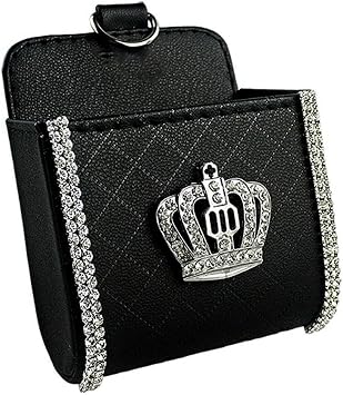 Bling Crystal Car Air Vent Storage Bag Crown Car Coin Case Organizer Air Vent Pocket for Phone Pens Key Car Sunglass