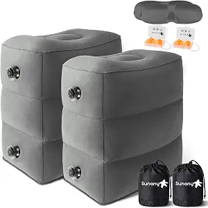 Sunany Inflatable Foot Rest Pillow for Airplane Travel, Adjustable Height for Kids/Adults to Sleep While Traveling,Suita