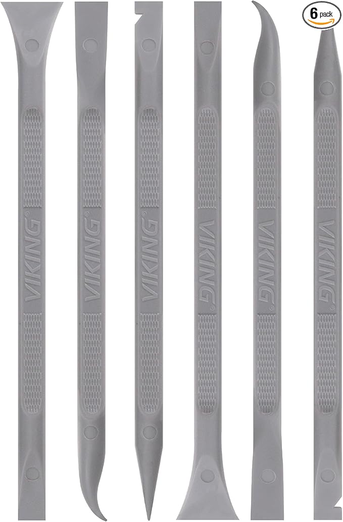 VIKING Car Detailing Pick Set for Car Detailing Kit, Safe Automotive Tool Set for Cleaning, Plastic Picks with 6 Cleaning Heads, Interior and Exterior Use, 6 Pack, Grey