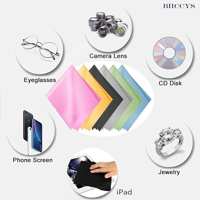 Glasses Cleaning Cloths(12 pcs),Premium Eyeglass Cleaner Cloth, Lens Wipes Cloth for Cleaning Eyeglasses, Cell Phones, Screens, Lenses, Electronics and All Delicate Surface