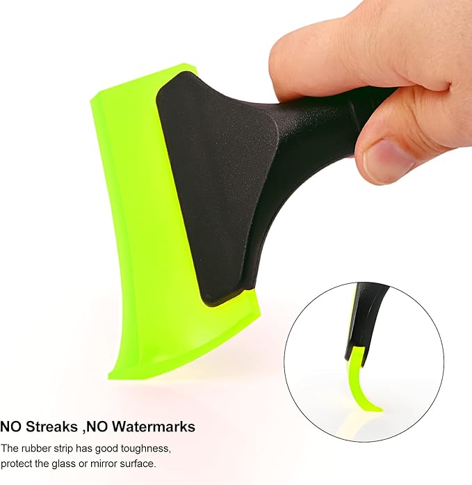 EHDIS Small Squeegee 5 inch Rubber Window Tint Windshield Scraper for Car,Glass, Mirror, Shower, Door,Bathroom Cleaning(Green, 2)
