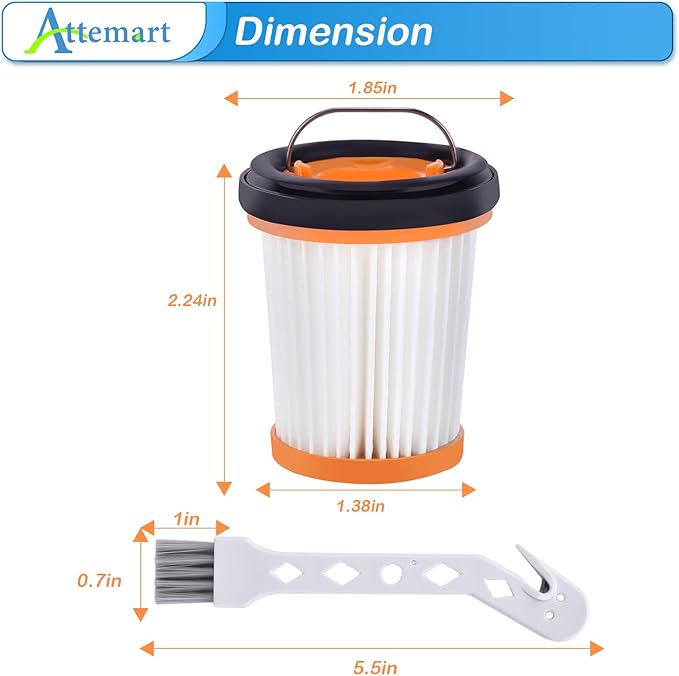8 Pack WV201 Filter Replacement for Shark Wandvac ION W1 S87 Fabric Cordless Handheld Vacuum WV200 WV201 WV201CO WV205 WV220 WV203C WV221 WV250 WV251 UV200CCO. Compare to Part #XHFWV200