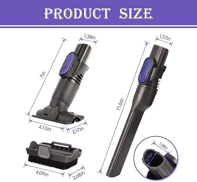 Vacuum Crevice Tool Brush Replacement Parts Compatible with Shark Pet Cordless Stick IX141 IZ162H IZ163H IZ362H IZ562H IZ140 IZ142 UZ145 Removable two-in-one Tool Brush Attachments for D-Shaped Vacuum