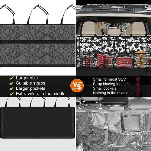 Car Trunk Organizer,Large Capacity Backseat Trunk Organizer(42"*18"),Collapsible Car Storage Bag with 8 Pocekt,SUV/MPV/Truck - Cow print