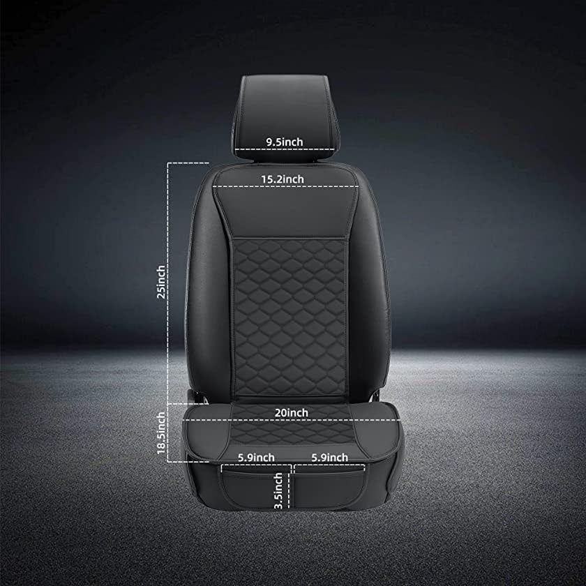 Leather Car Seat Covers Front 2PC Waterproof Universal Fit Black