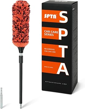 SPTA 1 Pc Soft Microfiber Extended Reach Rim Drill Wheel Brush,Microfibre Wheel Brush with 1 adddtional Drill Adapter fo