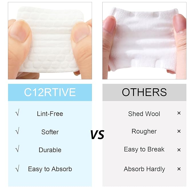 Lint Free Nail Wipes,500PCS AB Side Design Ultra-Absorbent Cotton Nail Wipes for Soaking Up Gel Nail Polish Remover,Tough and Soft Wipes for Acrylic Gel Nails,Home Salon & DIY