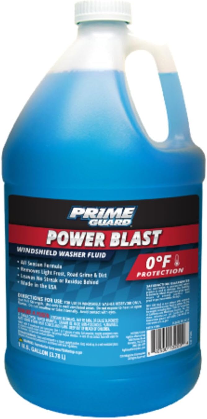 Prime Guard 0°F Power Blast Windshield Washer Fluid | De-Icer Formula, Removes Frost, Bugs & Road Grime | Ready-to-Use & Safe for All Vehicles | 1 Gallon | 6 Pack
