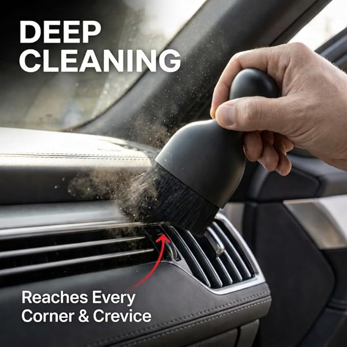 10-Piece Car Interior Cleaning Kit - 3 Natural Boar Hair Brushes, 3-in-1 AC Vent Brush, 160g Non-Toxic Gel, Microfiber Duster, 100ml Food-Grade Spray Bottle | Multi-Scenario for Auto