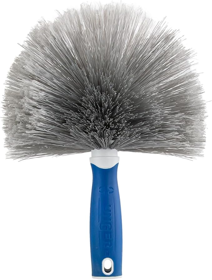Unger Cobweb & Corner Duster – Dusters for Cleaning, Compatible with Telescopic Poles, Dusting Tools, Great for Ceilings, Moldings, HVAC & Floor Vents, and Corners, White/Black
