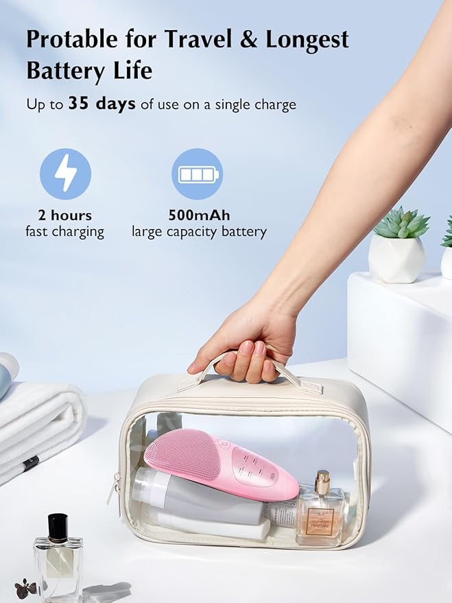 COSLUS JMY05 Facial Cleansing Brush Silicone Face Scrubber: Waterproof Rechargeable Face Wash Brush, 4 Cleansing Modes, Electric Face Exfoliator for Men Women Cleaning, Exfoliating, Massaging