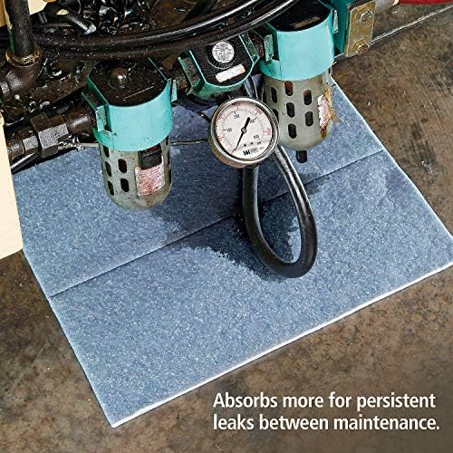 Super Absorbent Mat Pads in Dispenser Box | 50 Oil Spill Mats | 15" x 19" Perforated Pads | Each Pad Absorbs 43 oz | Total Absorbency is 17 Gallons | Heavyweight | PMB30127